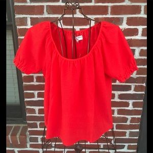 MADEWELL TEXTURE & THREAD PEASANT TOP RED-SIZE- M